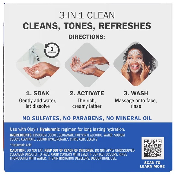 OLAY hyaluronic Cleansing Melts 32 dissolving pads Daily Facial Cleanser - Picture 3 of 4